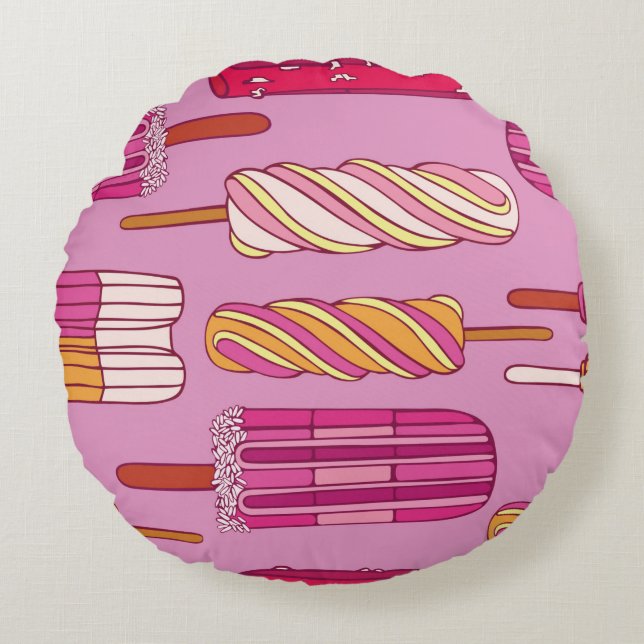 Ice cream pattern,illustration.  round pillow (Front)