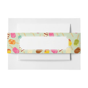 Ice Cream Pattern Invitation Belly Band