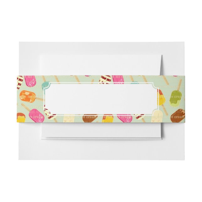 Ice Cream Pattern Invitation Belly Band (Front Example)