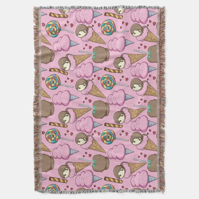 Ice cream pattern | Lollies pattern | lollipop 26 Throw Blanket (Front Vertical)