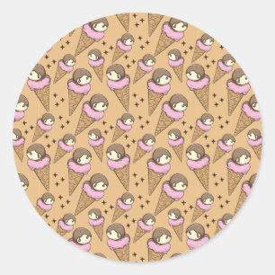 Ice cream pattern   Lollies pattern   lollipop 27 Classic Round Sticker