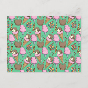 Ice cream pattern   Lollies pattern   lollipop 29 Postcard