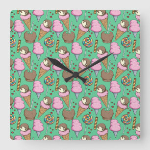 Ice cream pattern   Lollies pattern   lollipop 29 Square Wall Clock