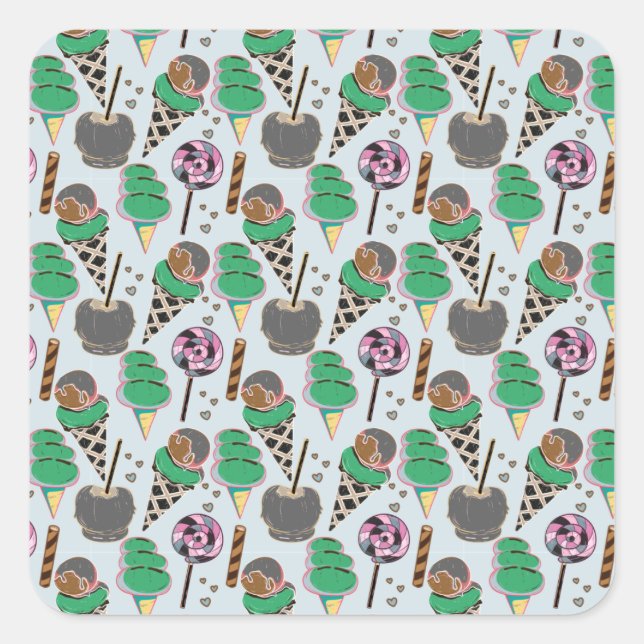 Ice cream pattern | Lollies pattern | lollipop 30 Square Sticker (Front)