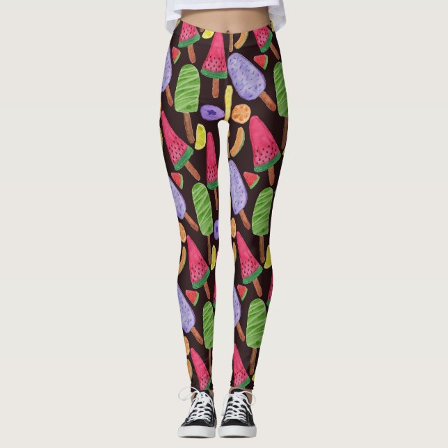 Ice cream pattern | Lollies pattern | lollipop 4 Leggings (Front)