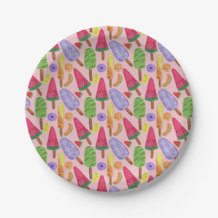 Ice cream pattern Lollies pattern lollipop 5 Paper Plate