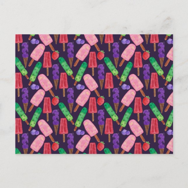Ice cream pattern | Lollies pattern | lollipop 6 Postcard (Front)