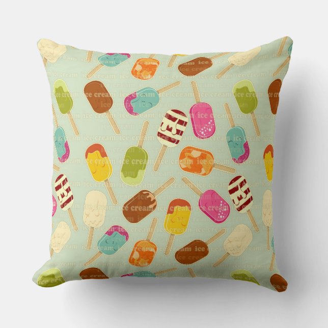 Ice Cream Pattern Throw Pillow (Front)