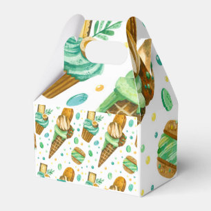 Ice Cream Pattern With Mint Caramel Ice Cream Favor Box