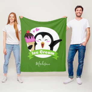 Ice Cream Penguin custom name & colour blankets