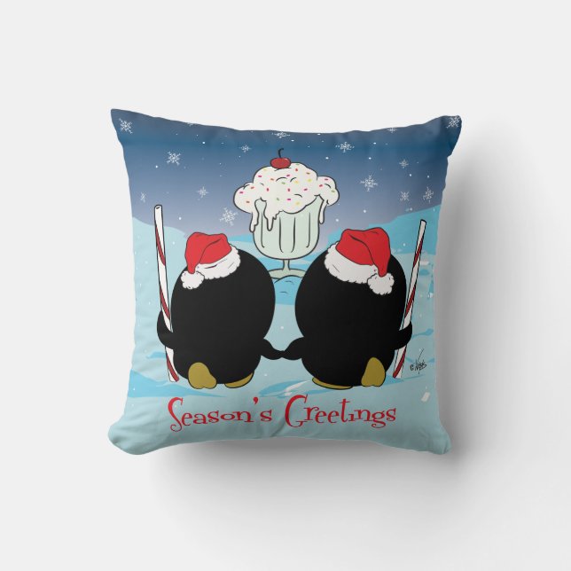 Ice Cream Penguins Pillow (Front)
