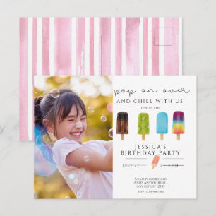  Ice cream Photo Pool Birthday Invitation Postcard