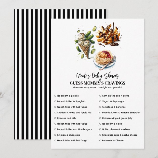 Ice Cream & Pickles Cravings Baby Shower Game  Invitation (Front/Back)