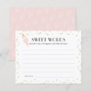 Ice Cream Pink Baby Shower Sweet Words of Wisdom