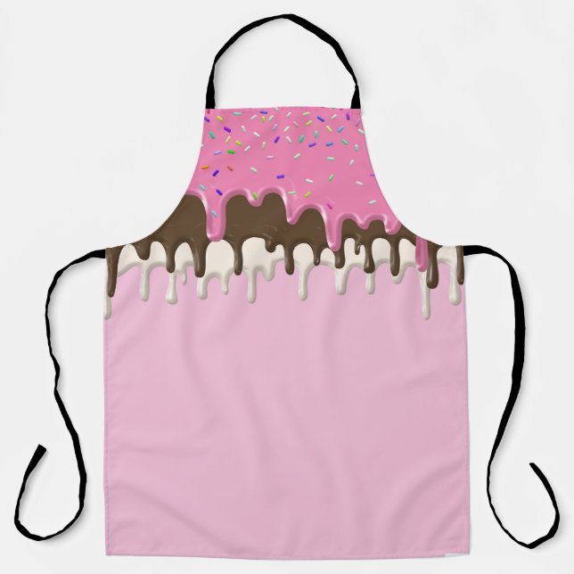 Ice cream pink frosting sprinkles drip apron (Front)