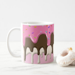 Ice cream pink frosting sprinkles drip coffee mug