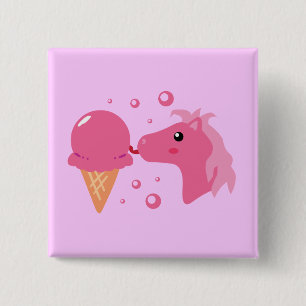 Ice Cream Pony 2 Inch Square Button