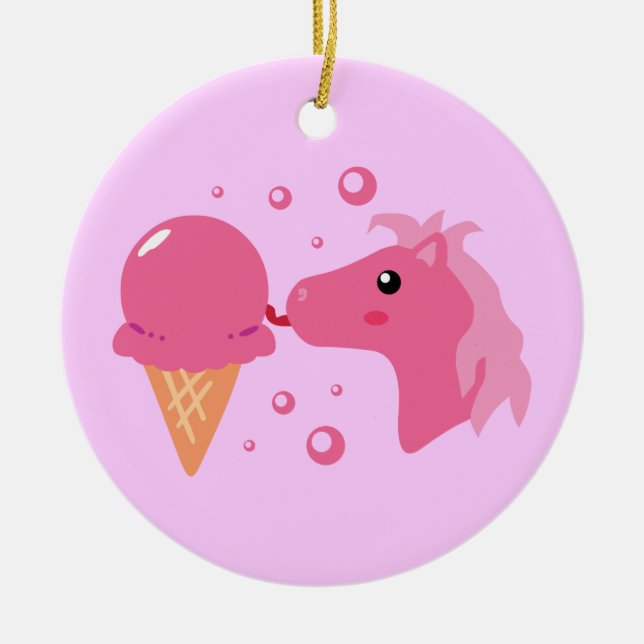 Ice Cream Pony Ceramic Ornament (Front)