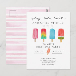 Ice cream Pool Birthday Invitation Pop On Over Postcard