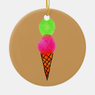 Ice cream pop art ceramic ornament