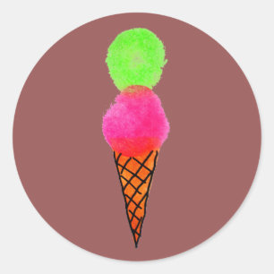 Ice cream pop art classic round sticker