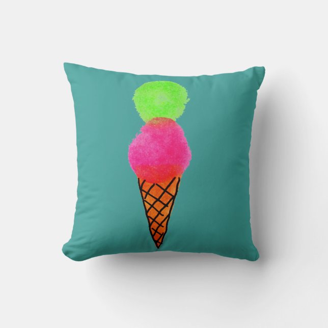 Ice cream pop art throw pillow (Front)
