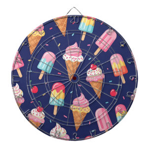 Ice cream, popsicles and cherries pattern dartboard