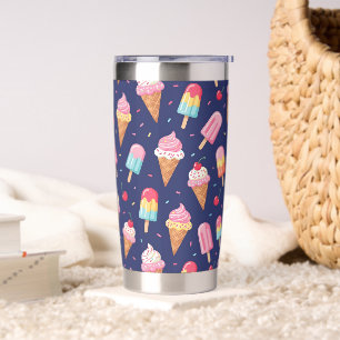 Ice cream, popsicles and cherries pattern insulated tumbler