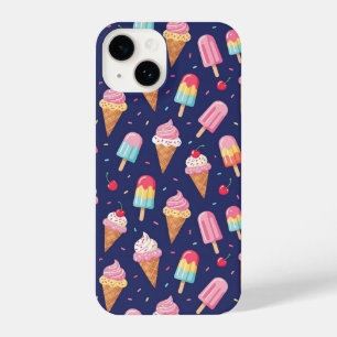 Ice cream, popsicles and cherries pattern iPhone 14 case