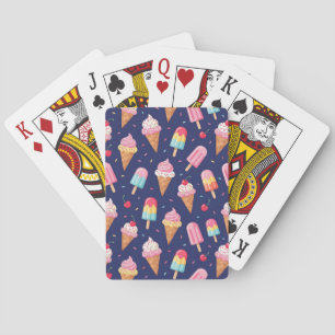 Ice cream, popsicles and cherries pattern playing cards