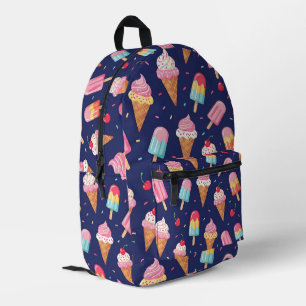 Ice cream, popsicles and cherries pattern printed backpack