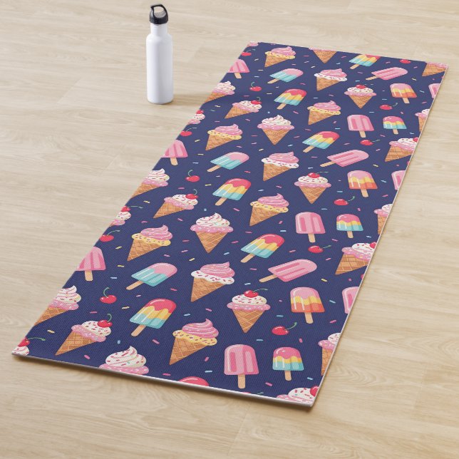 Ice cream, popsicles and cherries pattern yoga mat (In Situ)