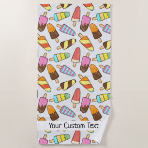 Ice Cream Popsicles custom text beach towel