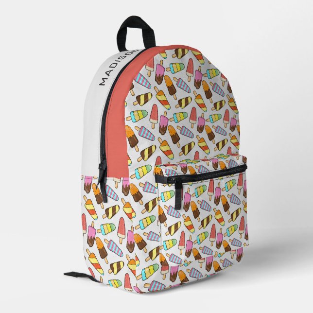 Ice Cream Popsicles Pattern Printed Backpack (Back Corner Left)