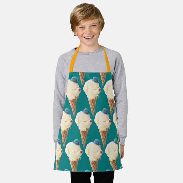 Ice Cream Puppy Pattern Apron (Worn)