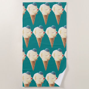 Ice Cream Puppy Pattern Beach Towel