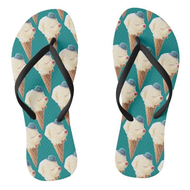 Ice Cream Puppy Pattern Flip Flops (Footbed)