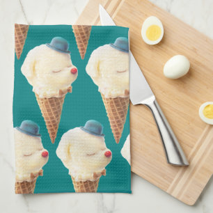 Ice Cream Puppy Pattern Kitchen Towel