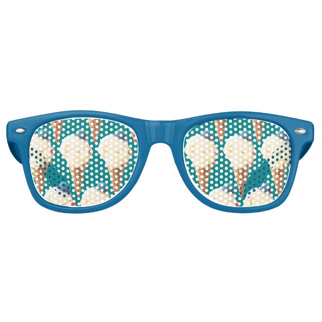 Ice Cream Puppy Pattern Retro Sunglasses (Front)