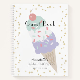 Ice Cream Purple Baby Shower Guest Book
