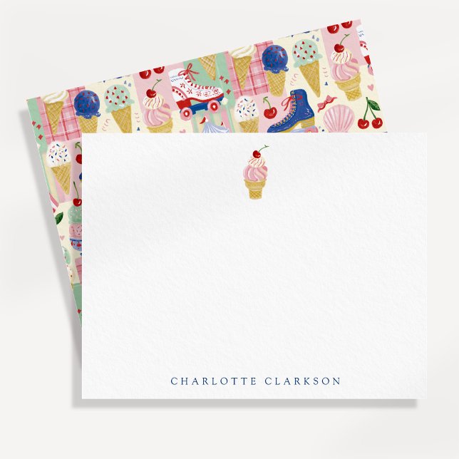 Ice Cream Roller Skate Kids Note Card (Creator Uploaded)