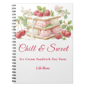Ice Cream Sandwich Day Watercolor Invitation  Notebook