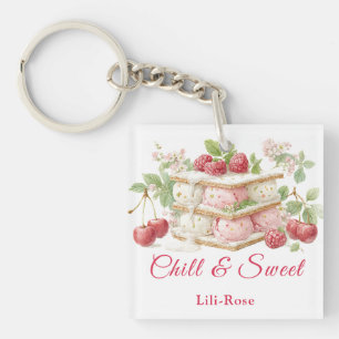 Ice Cream Sandwich Day Watercolor Keychain