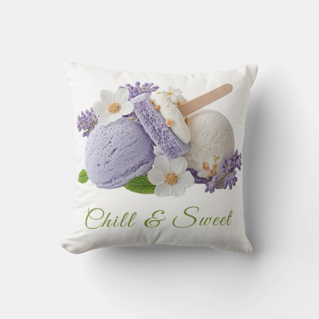 Ice Cream Sandwich Day Watercolor  Throw Pillow (Front)