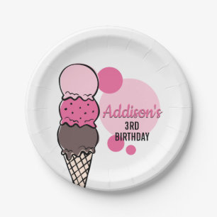Ice Cream Scoop Birthday Party Paper Plate