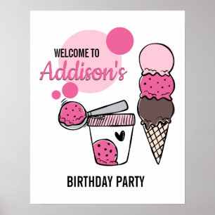 Ice Cream Scoop Birthday Party Poster