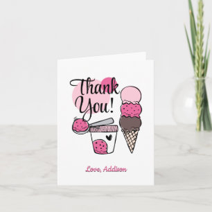 Ice Cream Scoop Birthday Party Thank You Card