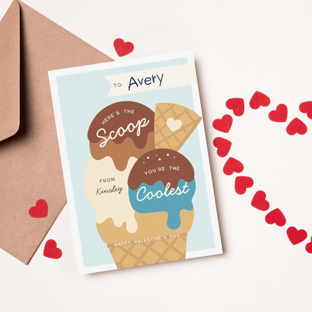 Ice Cream Scoop Classroom Valentine's Day Card (Creator Uploaded)