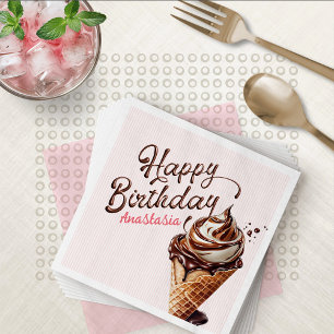 Ice Cream Scoop Girls Birthday Napkin