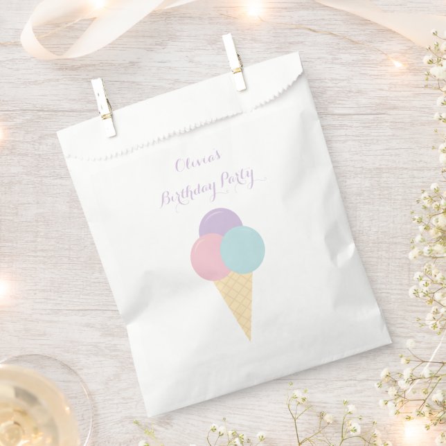 Ice Cream Scoop Pastel colourful birthday party Favour Bag (Clipped)